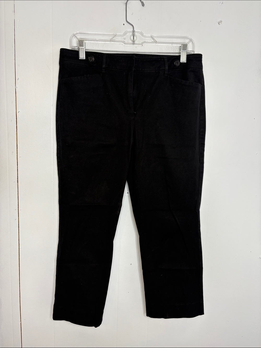 Whbm Pants Womens Size 10 Slim Crop Button Waistline Neutral Straight Leg